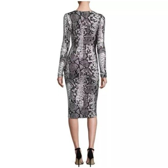 NWT David Meister 2 snake print Long Sleeve Faux Wrap Jersey Dress - Picture 2 of 16
